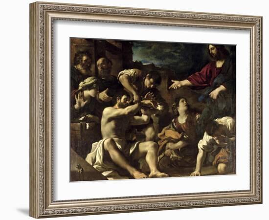 The Resurrection of Lazarus, circa 1619-Guercino (Giovanni Francesco Barbieri)-Framed Giclee Print