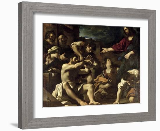 The Resurrection of Lazarus, circa 1619-Guercino (Giovanni Francesco Barbieri)-Framed Giclee Print