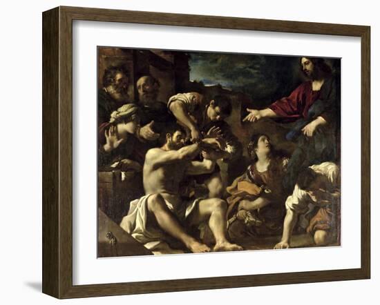 The Resurrection of Lazarus, circa 1619-Guercino (Giovanni Francesco Barbieri)-Framed Giclee Print