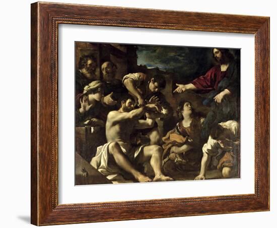 The Resurrection of Lazarus, circa 1619-Guercino (Giovanni Francesco Barbieri)-Framed Giclee Print