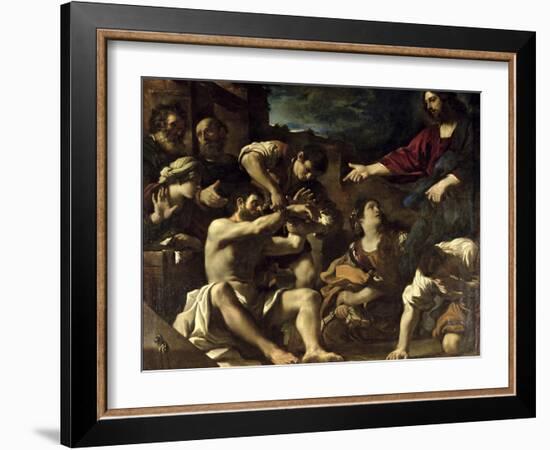 The Resurrection of Lazarus, circa 1619-Guercino (Giovanni Francesco Barbieri)-Framed Giclee Print