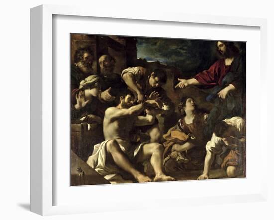 The Resurrection of Lazarus, circa 1619-Guercino (Giovanni Francesco Barbieri)-Framed Giclee Print