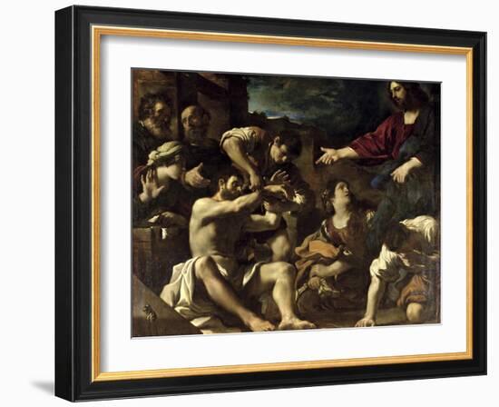 The Resurrection of Lazarus, circa 1619-Guercino (Giovanni Francesco Barbieri)-Framed Giclee Print