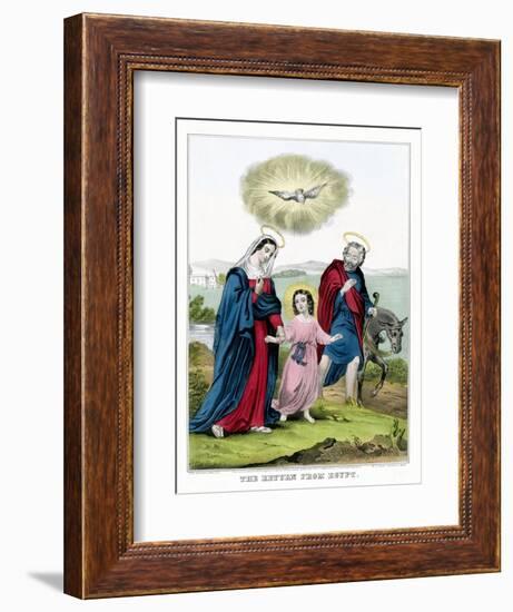 The return from Egypt. Virgin Mary and Joseph walking with child.-Stocktrek Images-Framed Art Print