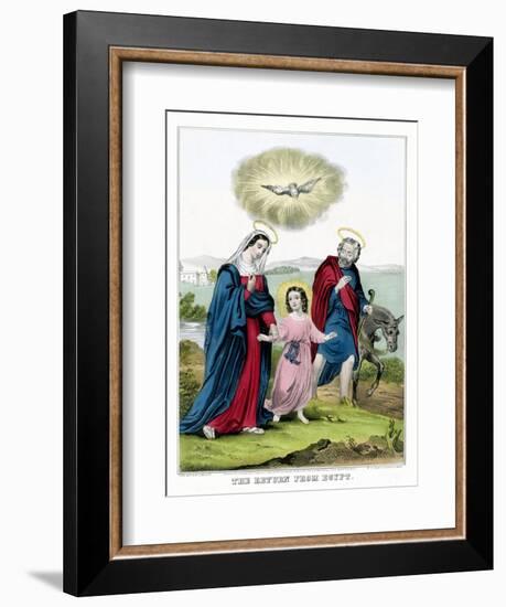 The return from Egypt. Virgin Mary and Joseph walking with child.-Stocktrek Images-Framed Art Print