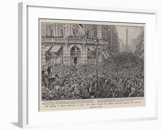 The Return of Major Marchand to Paris, the Crowd Outside the Cercle Militaire Cheering the Explorer-Henri Lanos-Framed Giclee Print