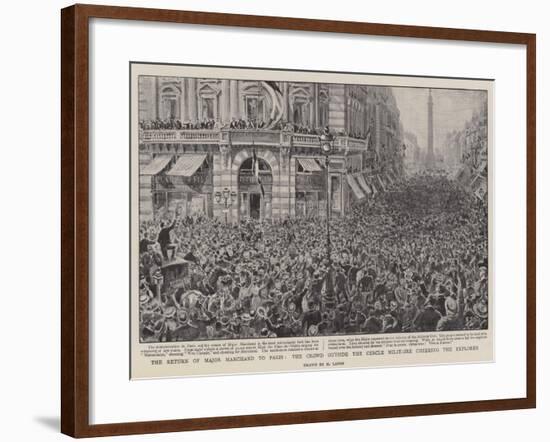 The Return of Major Marchand to Paris, the Crowd Outside the Cercle Militaire Cheering the Explorer-Henri Lanos-Framed Giclee Print