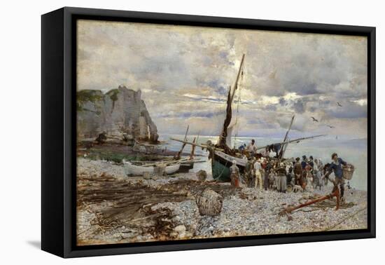 The Return of the Fishing Boats, Etretat, 1879 (Oil on Panel)-Giovanni Boldini-Framed Premier Image Canvas