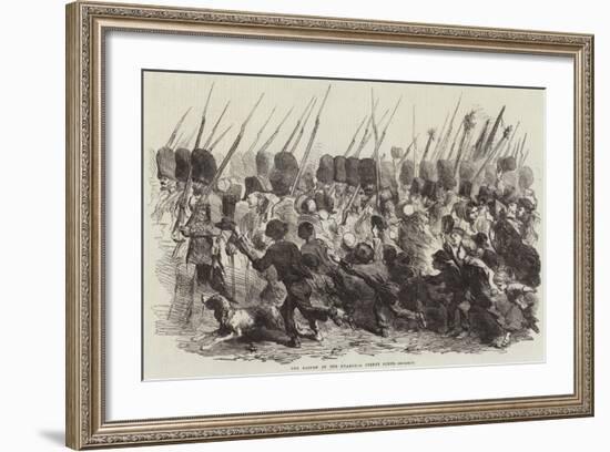 The Return of the Guards, a Street Scene-null-Framed Giclee Print