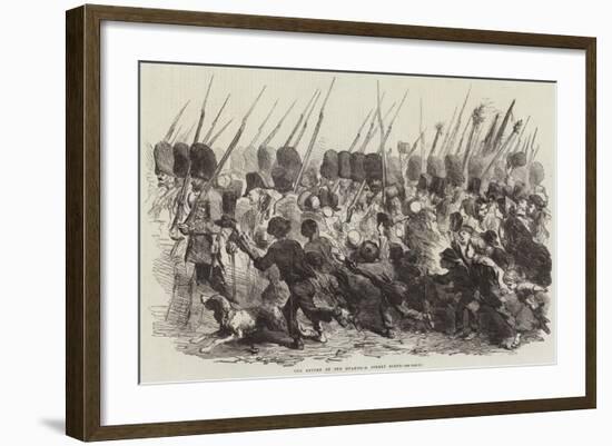 The Return of the Guards, a Street Scene-null-Framed Giclee Print