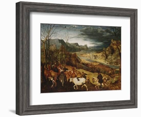 The Return of the Herd. (From: the Seasons), 1565-Pieter Bruegel the Elder-Framed Giclee Print