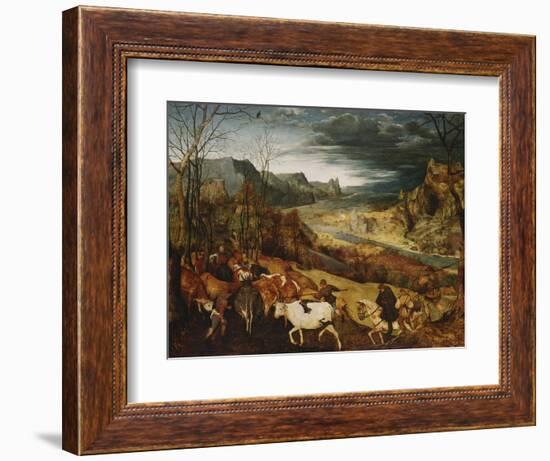 The Return of the Herd. (From: the Seasons), 1565-Pieter Bruegel the Elder-Framed Giclee Print