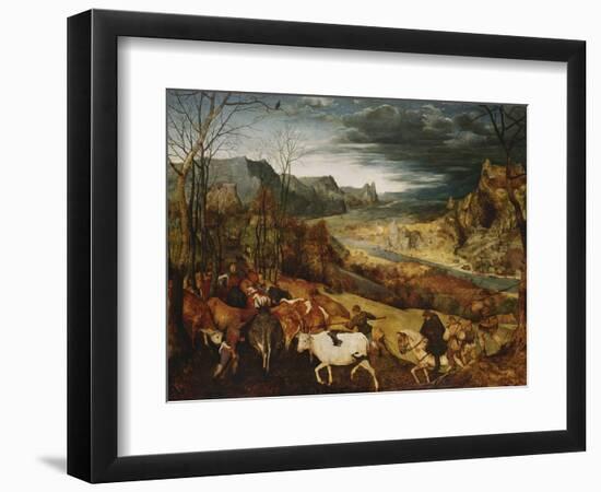 The Return of the Herd. (From: the Seasons), 1565-Pieter Bruegel the Elder-Framed Giclee Print