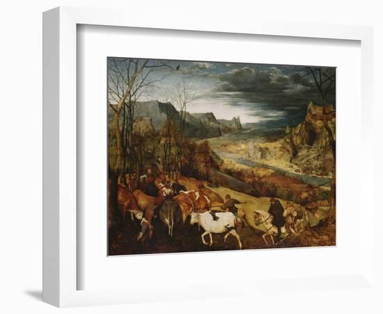 The Return of the Herd. (From: the Seasons), 1565-Pieter Bruegel the Elder-Framed Giclee Print