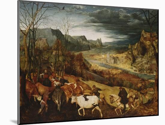 The Return of the Herd. (From: the Seasons), 1565-Pieter Bruegel the Elder-Mounted Giclee Print