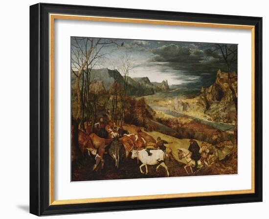 The Return of the Herd. (From: the Seasons), 1565-Pieter Bruegel the Elder-Framed Giclee Print