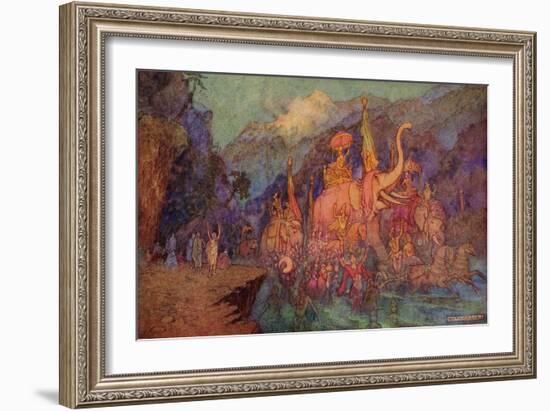 The Return of the Heroes Slain in the Battle of Eighteen Days-Warwick Goble-Framed Giclee Print