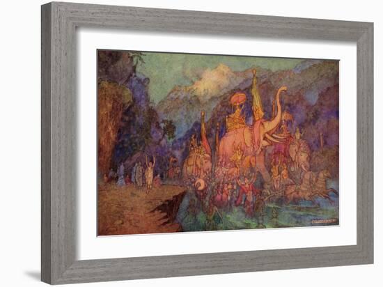 The Return of the Heroes Slain in the Battle of Eighteen Days-Warwick Goble-Framed Giclee Print