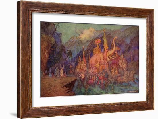 The Return of the Heroes Slain in the Battle of Eighteen Days-Warwick Goble-Framed Giclee Print