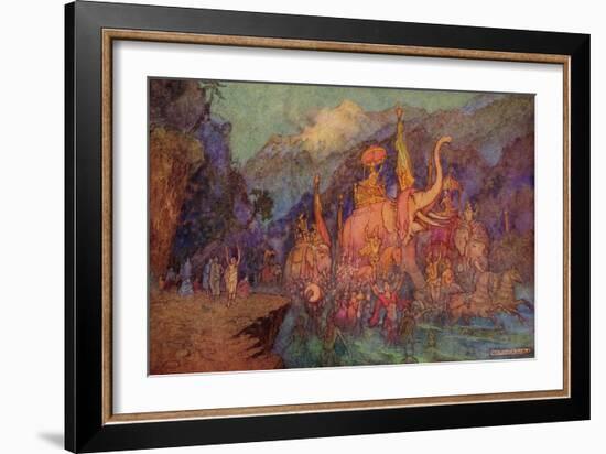 The Return of the Heroes Slain in the Battle of Eighteen Days-Warwick Goble-Framed Giclee Print