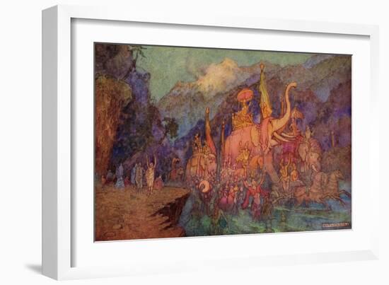 The Return of the Heroes Slain in the Battle of Eighteen Days-Warwick Goble-Framed Giclee Print