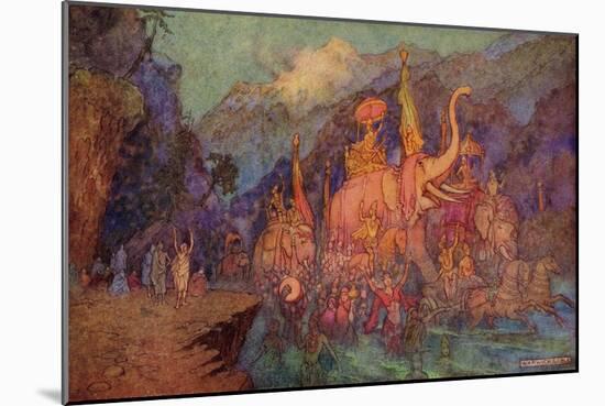 The Return of the Heroes Slain in the Battle of Eighteen Days-Warwick Goble-Mounted Giclee Print