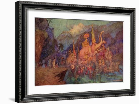 The Return of the Heroes Slain in the Battle of Eighteen Days-Warwick Goble-Framed Giclee Print