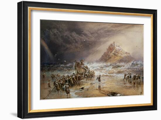 The Return of the Life Boat with St. Michael's Mount in the Distance, C.1874-Myles Birket Foster-Framed Giclee Print