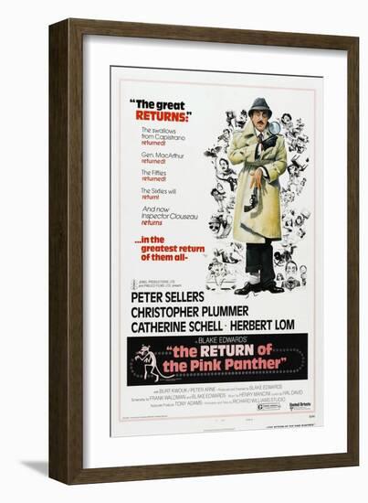 The Return of the Pink Panther, US poster, Peter Sellers, 1975-null-Framed Premium Giclee Print