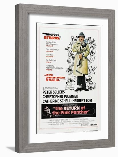 The Return of the Pink Panther, US poster, Peter Sellers, 1975-null-Framed Art Print