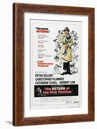 The Return of the Pink Panther, US poster, Peter Sellers, 1975-null-Framed Art Print