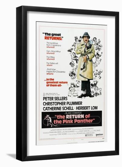 The Return of the Pink Panther, US poster, Peter Sellers, 1975-null-Framed Art Print