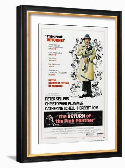 The Return of the Pink Panther, US poster, Peter Sellers, 1975-null-Framed Art Print