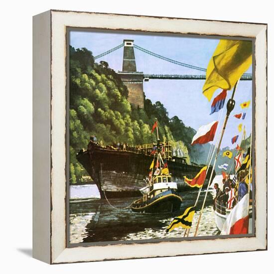 The Return to Bristol of Brunel's Great Ship the Ss Great Britain-English School-Framed Premier Image Canvas