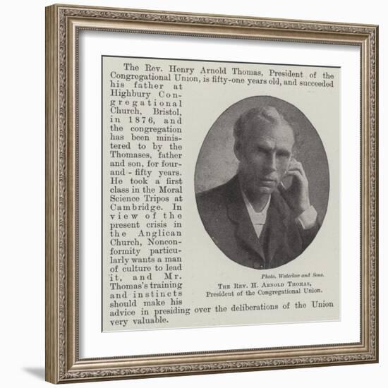 The Reverend H Arnold Thomas, President of the Congregational Union-null-Framed Giclee Print