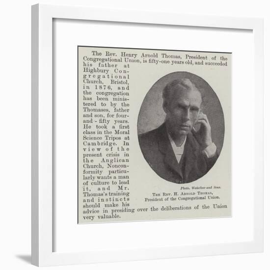 The Reverend H Arnold Thomas, President of the Congregational Union-null-Framed Giclee Print