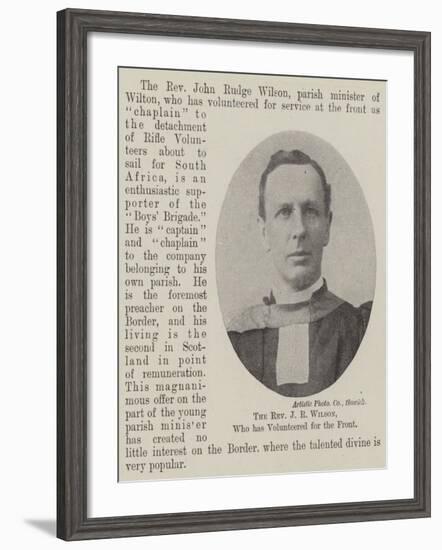 The Reverend J R Wilson, Who Has Volunteered for the Front-null-Framed Giclee Print