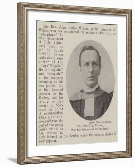 The Reverend J R Wilson, Who Has Volunteered for the Front-null-Framed Giclee Print