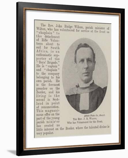 The Reverend J R Wilson, Who Has Volunteered for the Front-null-Framed Giclee Print