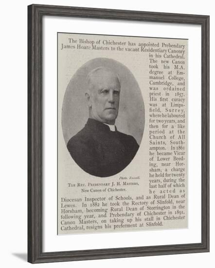 The Reverend Prebendary J H Masters, New Canon of Chichester-null-Framed Giclee Print