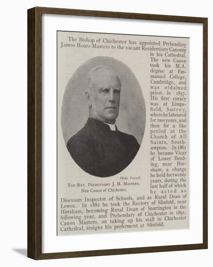 The Reverend Prebendary J H Masters, New Canon of Chichester-null-Framed Giclee Print