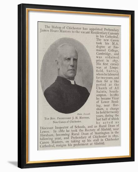 The Reverend Prebendary J H Masters, New Canon of Chichester-null-Framed Giclee Print