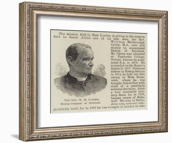 The Reverend W M Carter, Bishop-Designate of Zululand-null-Framed Giclee Print