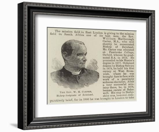 The Reverend W M Carter, Bishop-Designate of Zululand-null-Framed Giclee Print