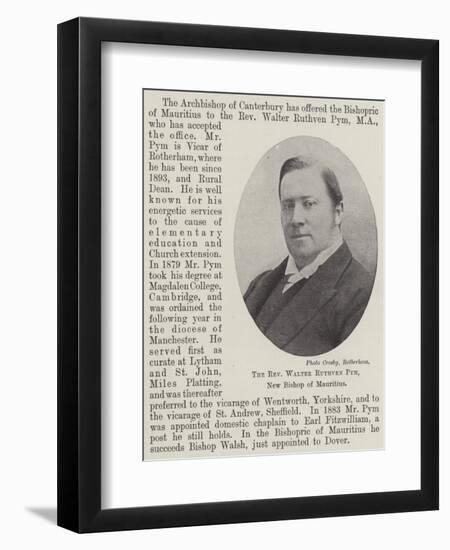 The Reverend Walter Ruthven Pym, New Bishop of Mauritius-null-Framed Giclee Print