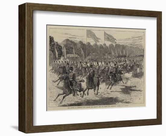 The Review in Windsor Park before Her Majesty and the Shah, the Artillery Passing at a Gallop-Alfred Chantrey Corbould-Framed Giclee Print
