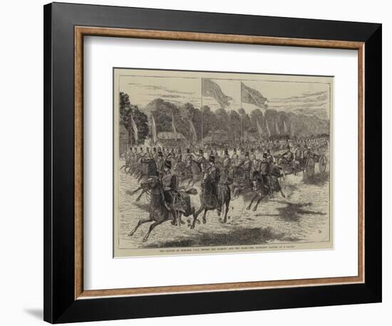 The Review in Windsor Park before Her Majesty and the Shah, the Artillery Passing at a Gallop-Alfred Chantrey Corbould-Framed Giclee Print