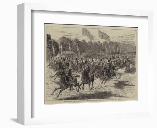 The Review in Windsor Park before Her Majesty and the Shah, the Artillery Passing at a Gallop-Alfred Chantrey Corbould-Framed Giclee Print