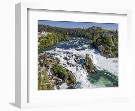 The Rhine Falls with Castle Running, with Schaffhausen, Canton Schaffhausen, Switzerland, Europe-P. Widmann-Framed Premium Photographic Print