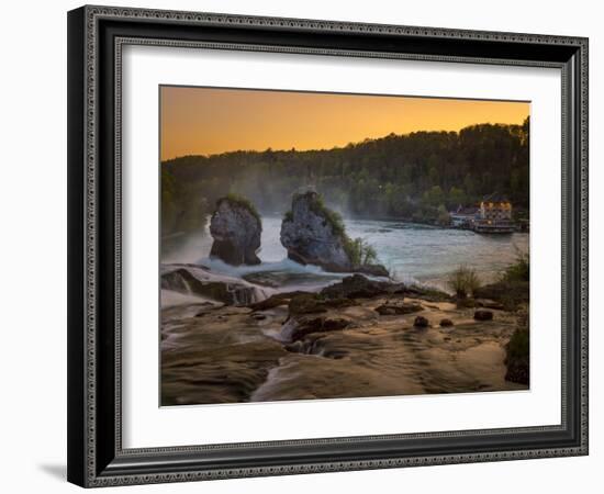 The Rhine Falls with Schlossli Worth, with Schaffhausen, Canton Schaffhausen, Switzerland, Europe-P. Widmann-Framed Photographic Print